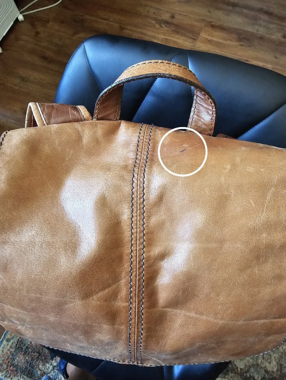 Vintage Fossil Chestnut Brown Leather Backpack